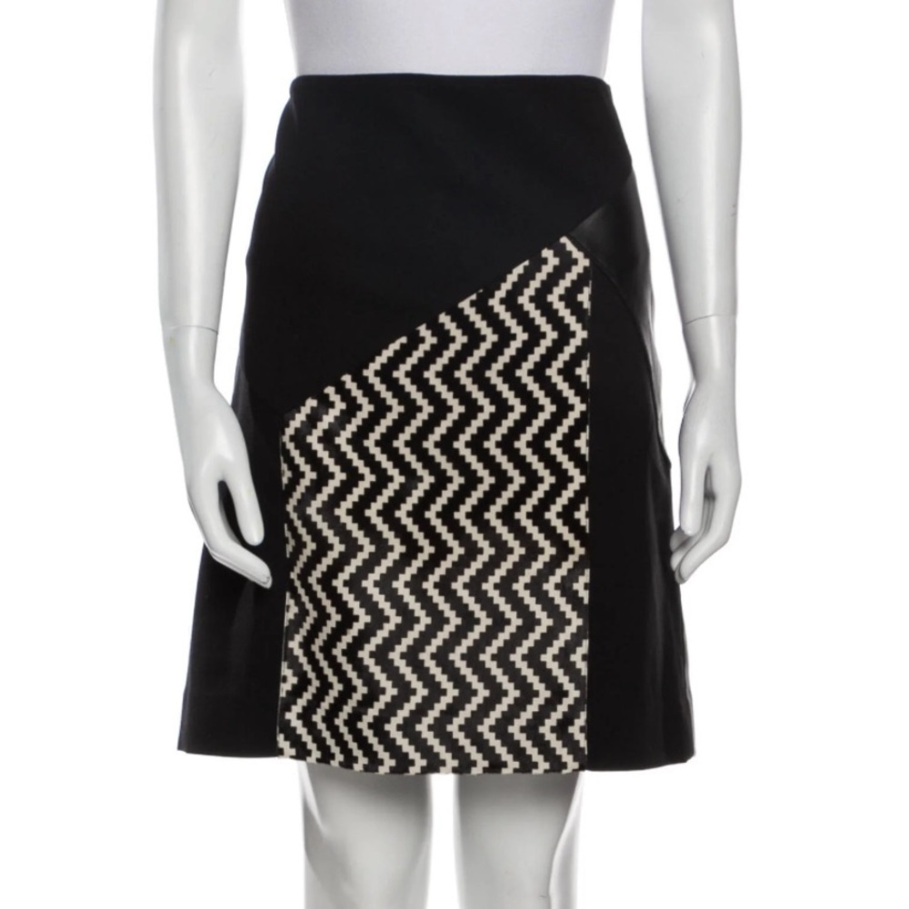 NWT Per se 100% Calf Hair| 100% Leather Knee- Length Skirt Sz 12